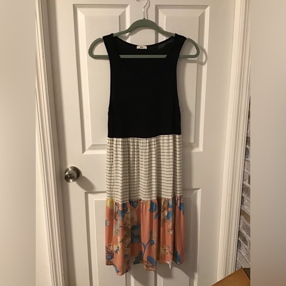 NWOT! Elegant Black and Floral Midi Dress